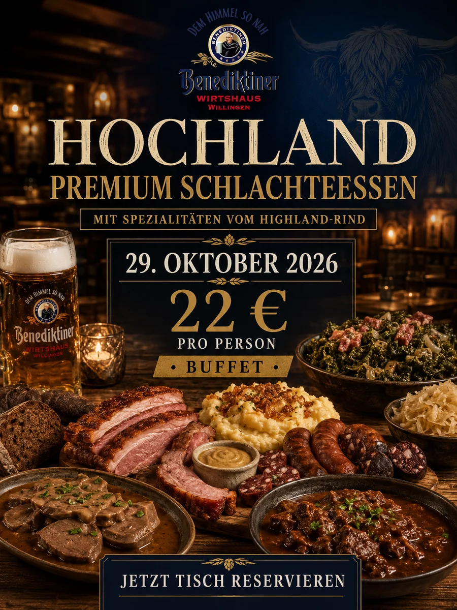 Highland Premium Schlachtfest mit Spezialitäten vom Highland-Rind, 29. Oktober 2026